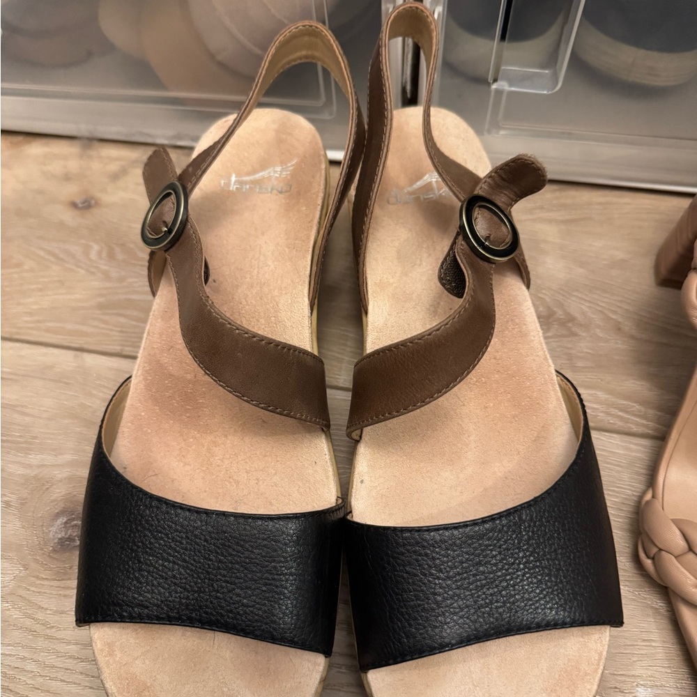 Dansko Black and Brown Women's Clog Sandals